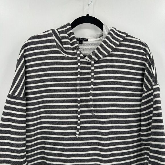 BEYOND YOGA Dark Gray White Striped Live Out Loud Hooded Swim Cover Up Medium - Picture 5 of 9